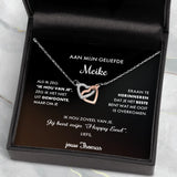 Gepersonaliseerde koppel-ketting S925 sterling zilver met zirkonia kristalsteen en verstelbare karabijnsluiting – Motiv 10