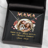 Ouders-ketting voor mama in S925 sterling zilver met zirkonia kristal, verstelbaar met karabijnsluiting en elegant etui