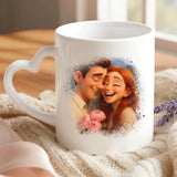 Witte mok met hartvormig oor en gepersonaliseerde naam – romantisch cadeau van Love & Faith