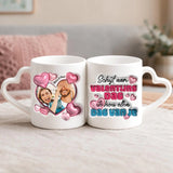 Witte mok met hartvormig oor en gepersonaliseerde naam – romantisch cadeau van Love & Faith