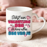 Witte mok met hartvormig oor en gepersonaliseerde naam – romantisch cadeau van Love & Faith