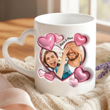 Witte mok met hartvormig oor en gepersonaliseerde naam – romantisch cadeau van Love & Faith