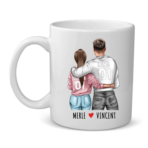 Gepersonaliseerde keramische mok voor koppels met grappige spreuken en persoonlijke namen – Motiv 2