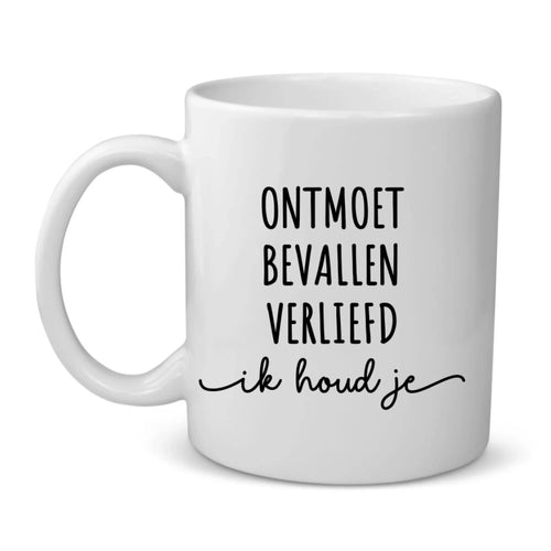 Personaliseerde keramieken mok voor koppels met illustratie en namen - Ik houd je design – Motiv 2
