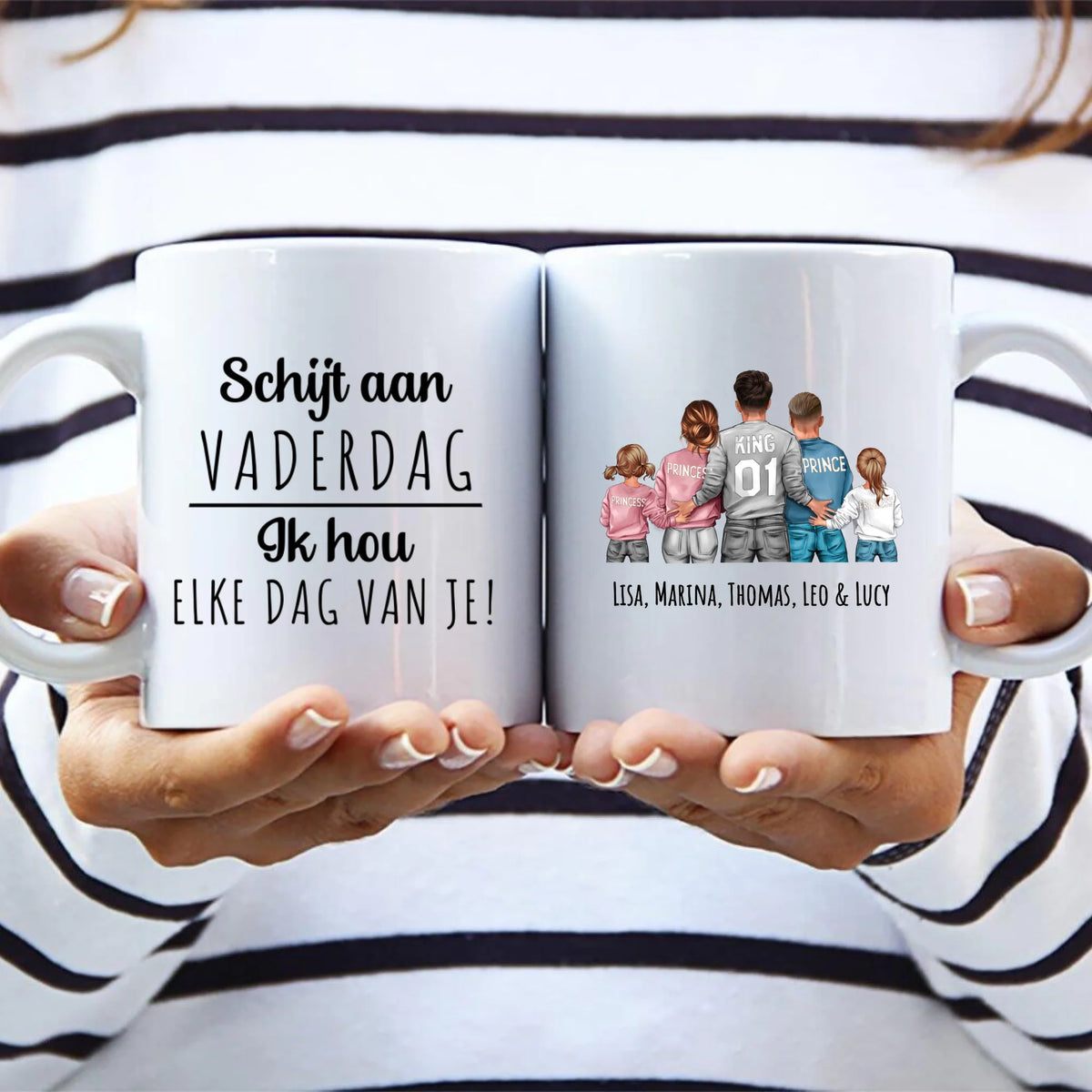 Gepersonaliseerde keramieken mok voor papa met persoonlijke opdruk en namen