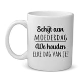 Witte keramische mok met persoonlijke opdruk en namen – Onze moeder design – Motiv 2
