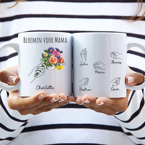 Keramische bloemen-mok voor Mama met persoonlijke opdruk en haarscherpe sublimatie-print