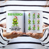 Gepersonaliseerde keramieken ouders-mok Grinchy met aangepaste namen, ideaal als cadeau – Motiv 4