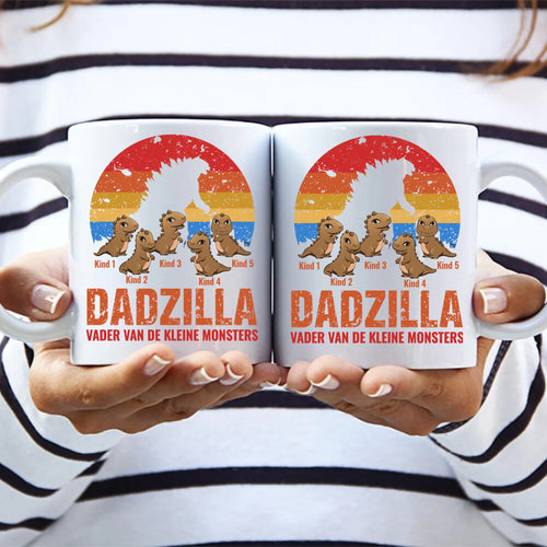 Dadzilla ouders-mok in keramiek met persoonlijke opdruk en haarscherpe print