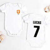 Gepersonaliseerde babyrompertje voetbal met drukknopen, 100% katoen