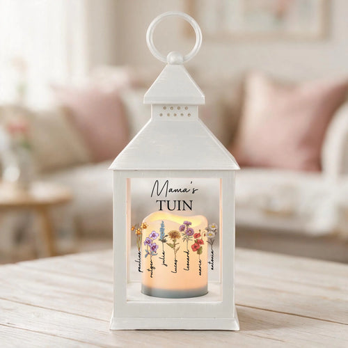 Gepersonaliseerde LED-lantaarn met namen en bloemen voor mama en oma