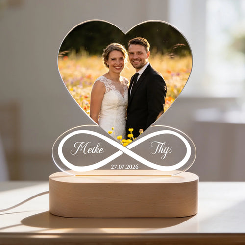 Gepersonaliseerde LED nachtlamp voor koppels met foto-upload, warmwit licht, perfect geschenk voor stellen – Motiv 2