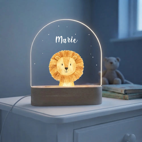 Gepersonaliseerd LED-nachtlampje voor kinderen met schattige dieren en naam Mijn Beschermers