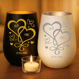 Persoonlijk cadeau: zwart-goud ét wit-zilver windlicht met naamgravure - handgemaakt door Love & Faith