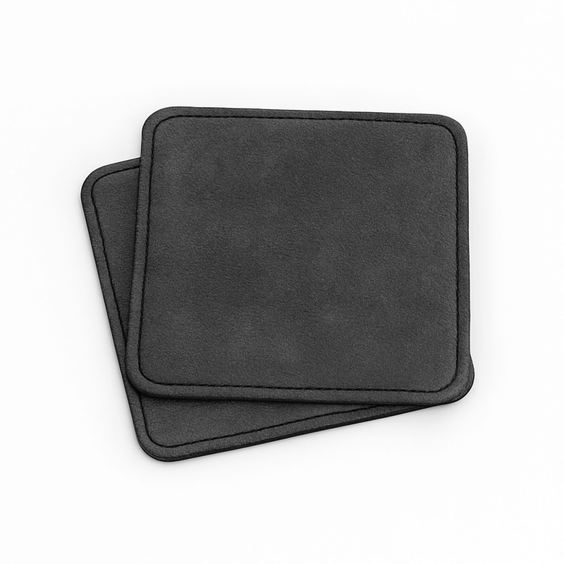 2 suede leder onderzetter